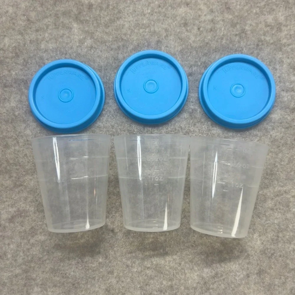 Tupperware Mini Midget Containers Set of 3‎ 2oz Clear Blue New 4789A